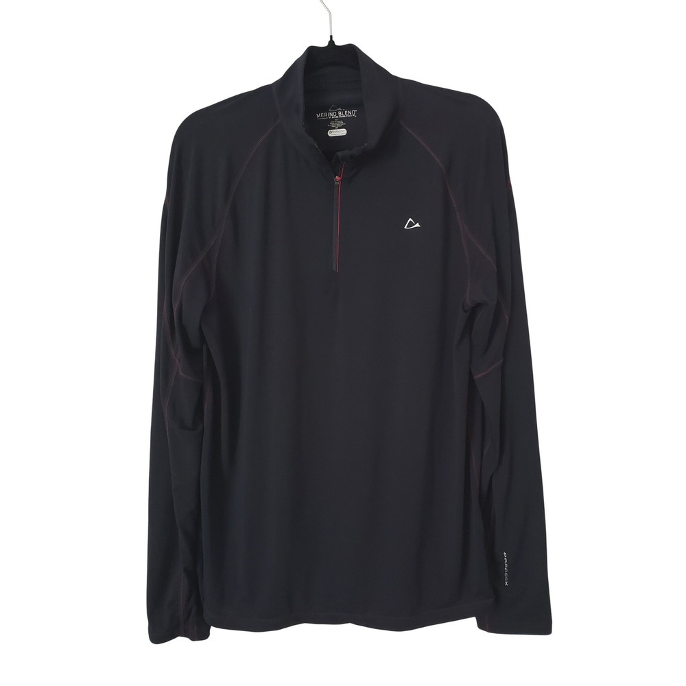 Paradox Mens Merino Blend Quarter Zip Pullover Black Long Sleeve Shirt‎ Medium
